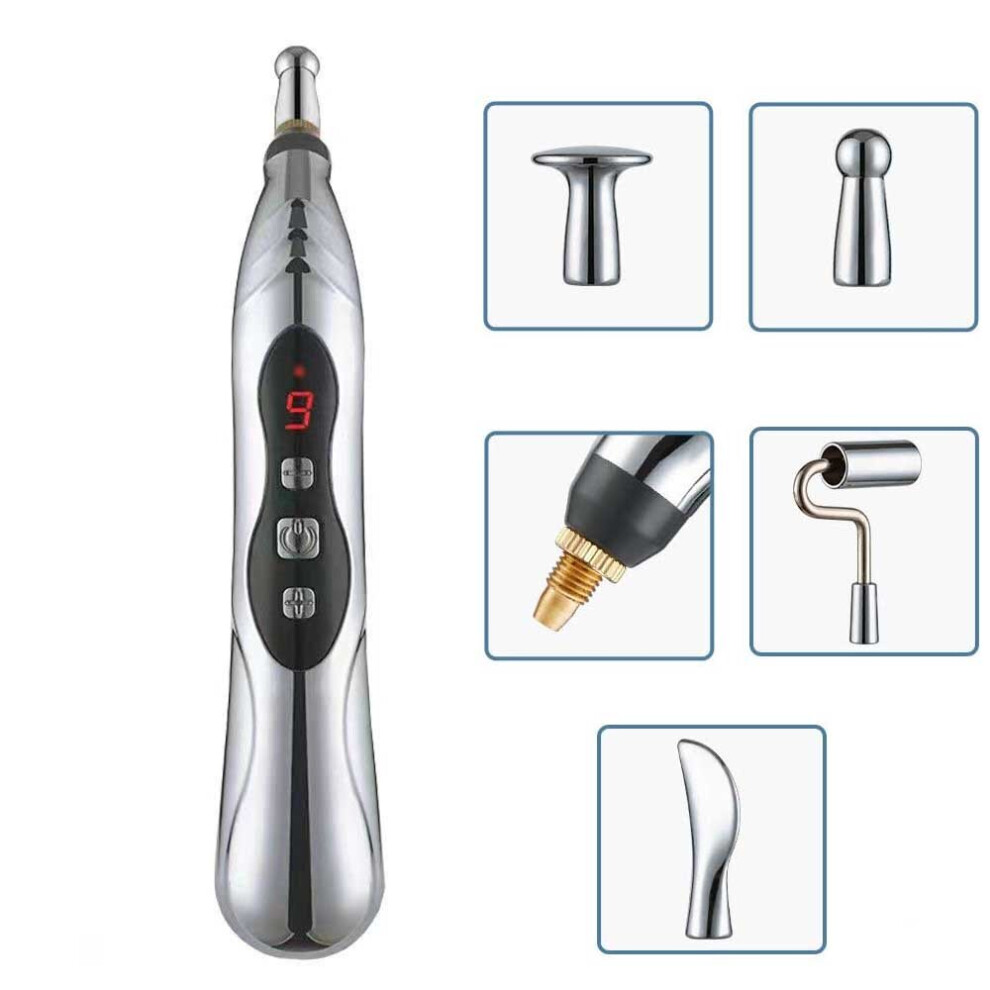 Dechoicelife (A-5 Heads) Electronic Acupuncture Pen Point Massager Electric Meridians Therapy Heal Massage Pen Pain Relief Tool Meridian Energy Pen