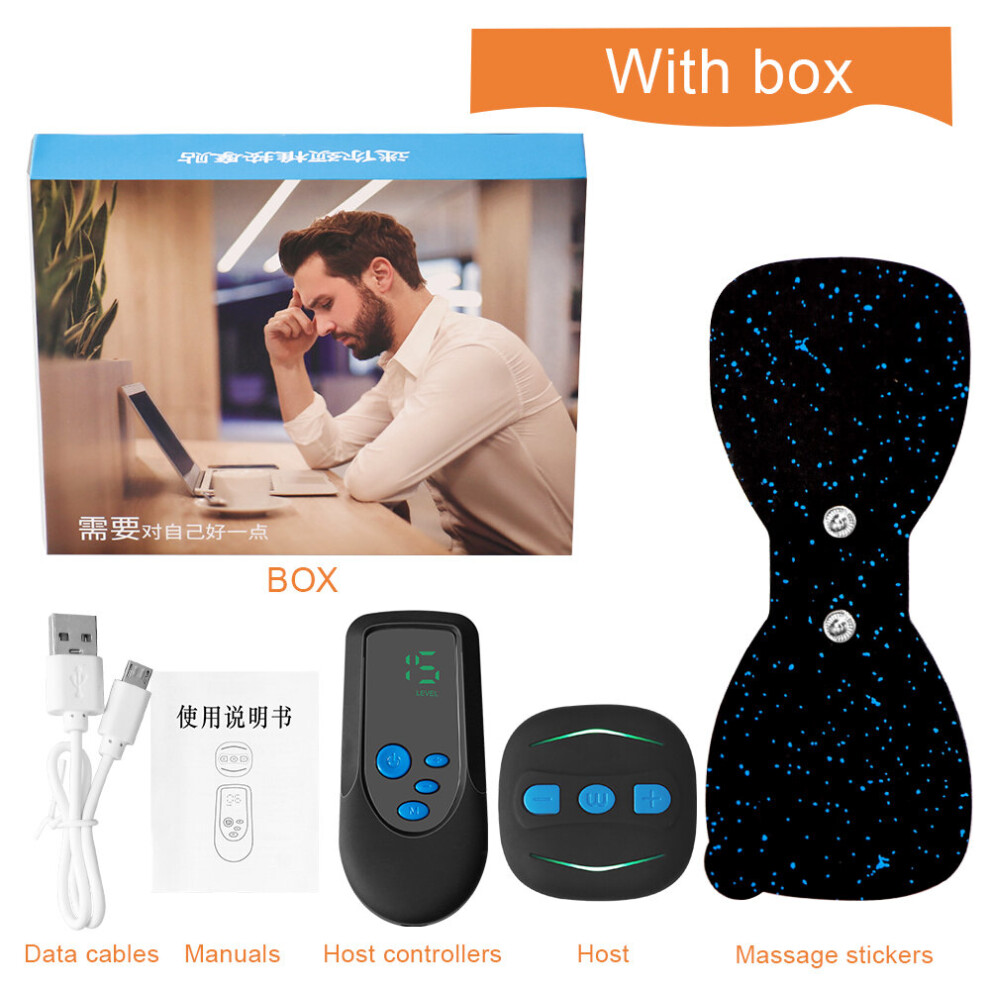 Dechoicelife (A-Blue With Box 1P) Smart Electric Neck Massager Patch Ems Neck Remote Control Cervical Pulse Muscle Stimulator Acupuncture Relief Pain Massage