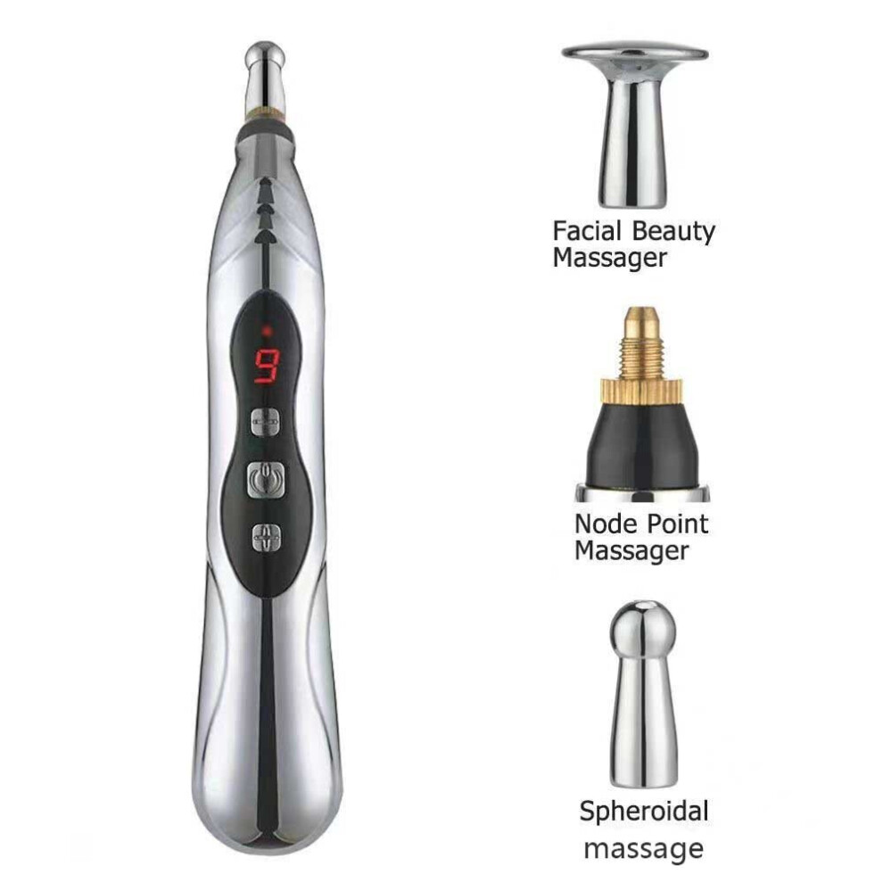 Dechoicelife (A-3 Heads) Electronic Acupuncture Pen Point Massager Electric Meridians Therapy Heal Massage Pen Pain Relief Tool Meridian Energy Pen