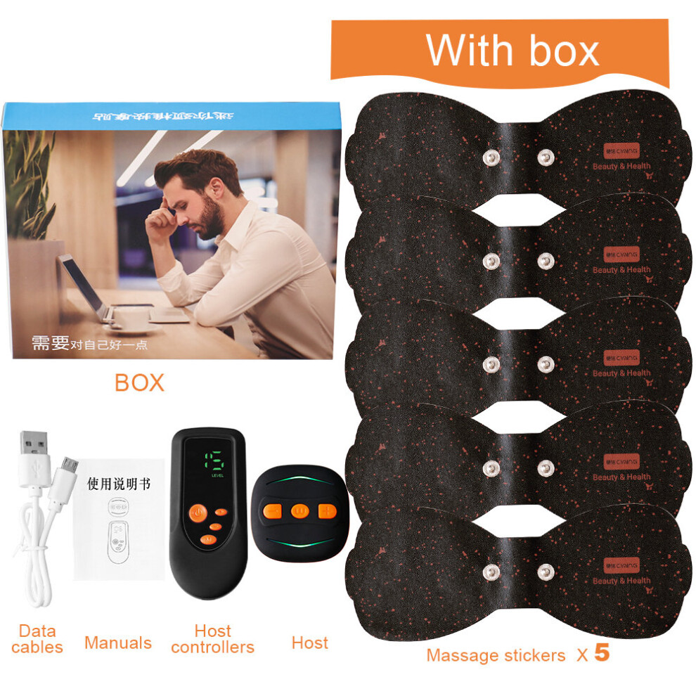 Dechoicelife (A-Orange With Box 5P) Smart Electric Neck Massager Patch Ems Neck Remote Control Cervical Pulse Muscle Stimulator Acupuncture Relief Pain Massage