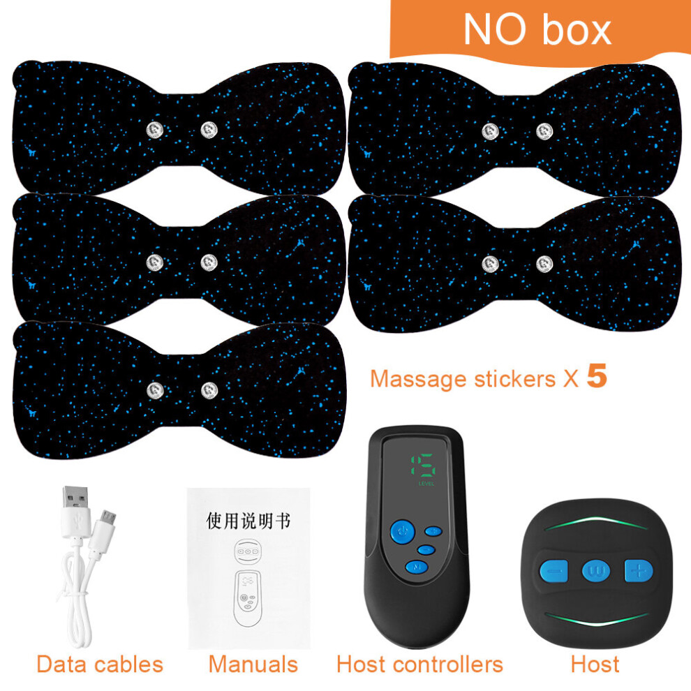 Dechoicelife (A-Blue No Box 5P) Smart Electric Neck Massager Patch Ems Neck Remote Control Cervical Pulse Muscle Stimulator Acupuncture Relief Pain Massage
