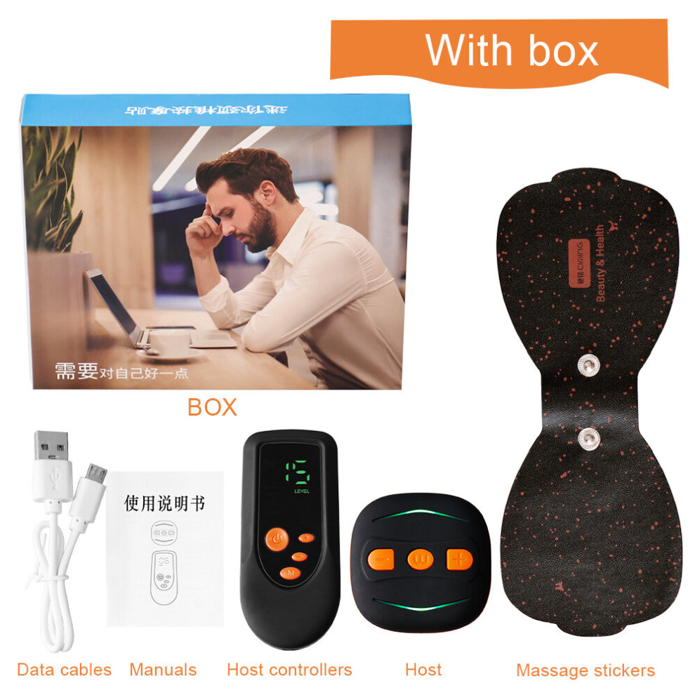 Dechoicelife (A-Orange With Box 1P) Smart Electric Neck Massager Patch Ems Neck Remote Control Cervical Pulse Muscle Stimulator Acupuncture Relief Pain Massage
