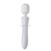 (a-White Flat Head-A) Cordless Handheld Vibrator Powerful 20 Speed Vibration Electric USB Rechargeable Wand Massager for Therapeutic Massage