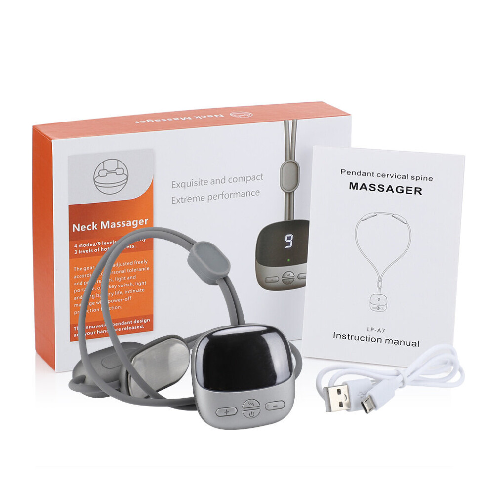 Dechoicelife Gray (A-) Mini Cervical Spine Massager Pulse Shoulder Cervical Massage Hot Compress With Heating Microcurrent Cervical Neck Pulse Massage