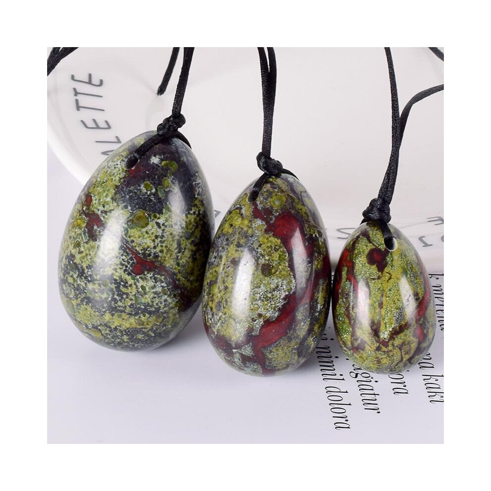Dechoicelife (A-3 Pcs) Yoni Eggs Set Massage Egg Natural Blooded Jasper Ball Kegel Exercise Tools Health Vaginal Muscle Crystal Healing Stone Gift Box