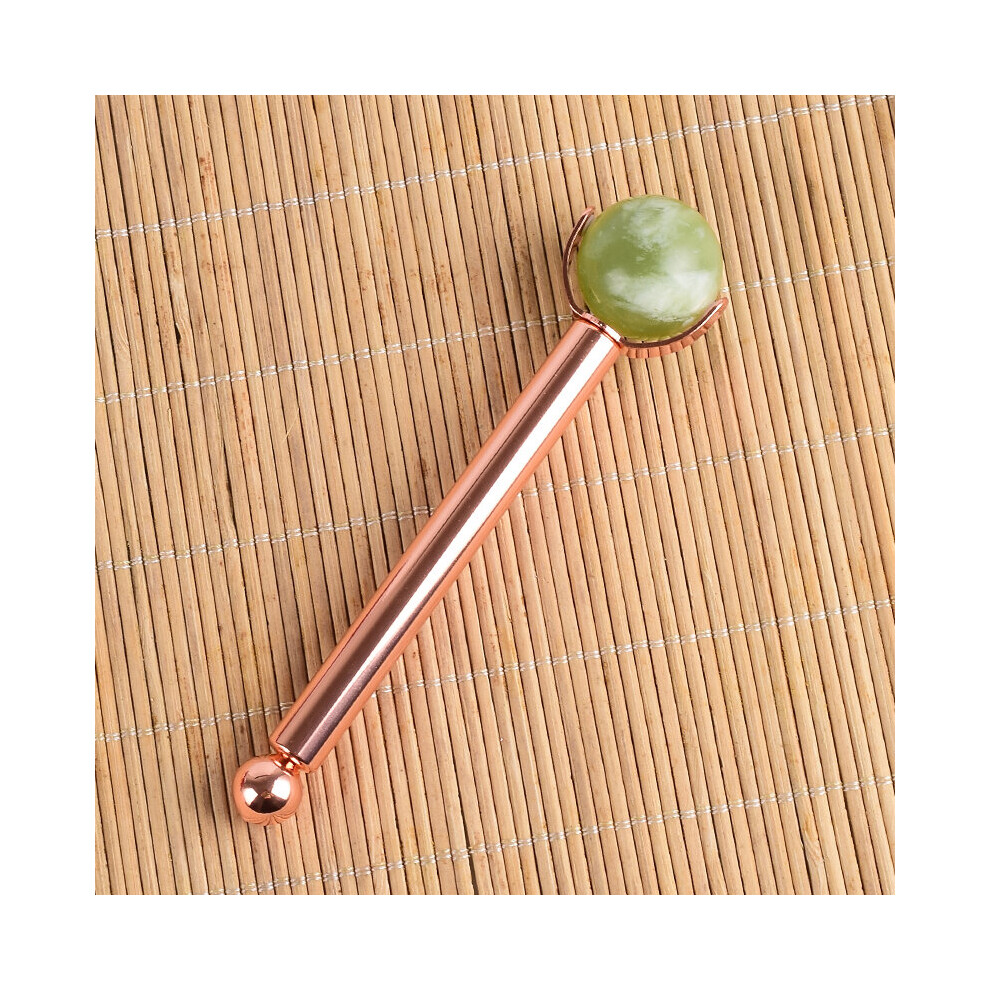 Dechoicelife (A-Xiuyan Jade) Natural Stone Facial Care Massage Roller Stainless Steel Wand Health Care Eye Head Massager Interchangeable Roller Head Tool