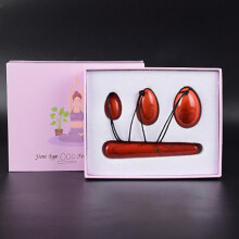(a-Eggs-Wand with box) Red Jasper Yoni Egg Set Massage Wand Natural Gemstone Women Kegel Exerciser Drilled Jade Eggs Crystal Sphere