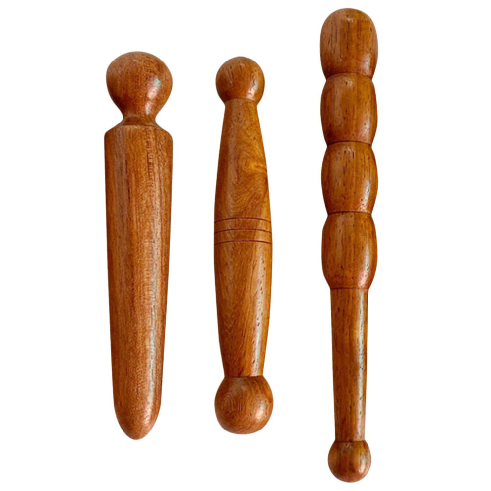 Dechoicelife 3 Pcs Massagers Feet Muscle Scraping Tool Hand Tools Roller Stick Wood Thai Foot