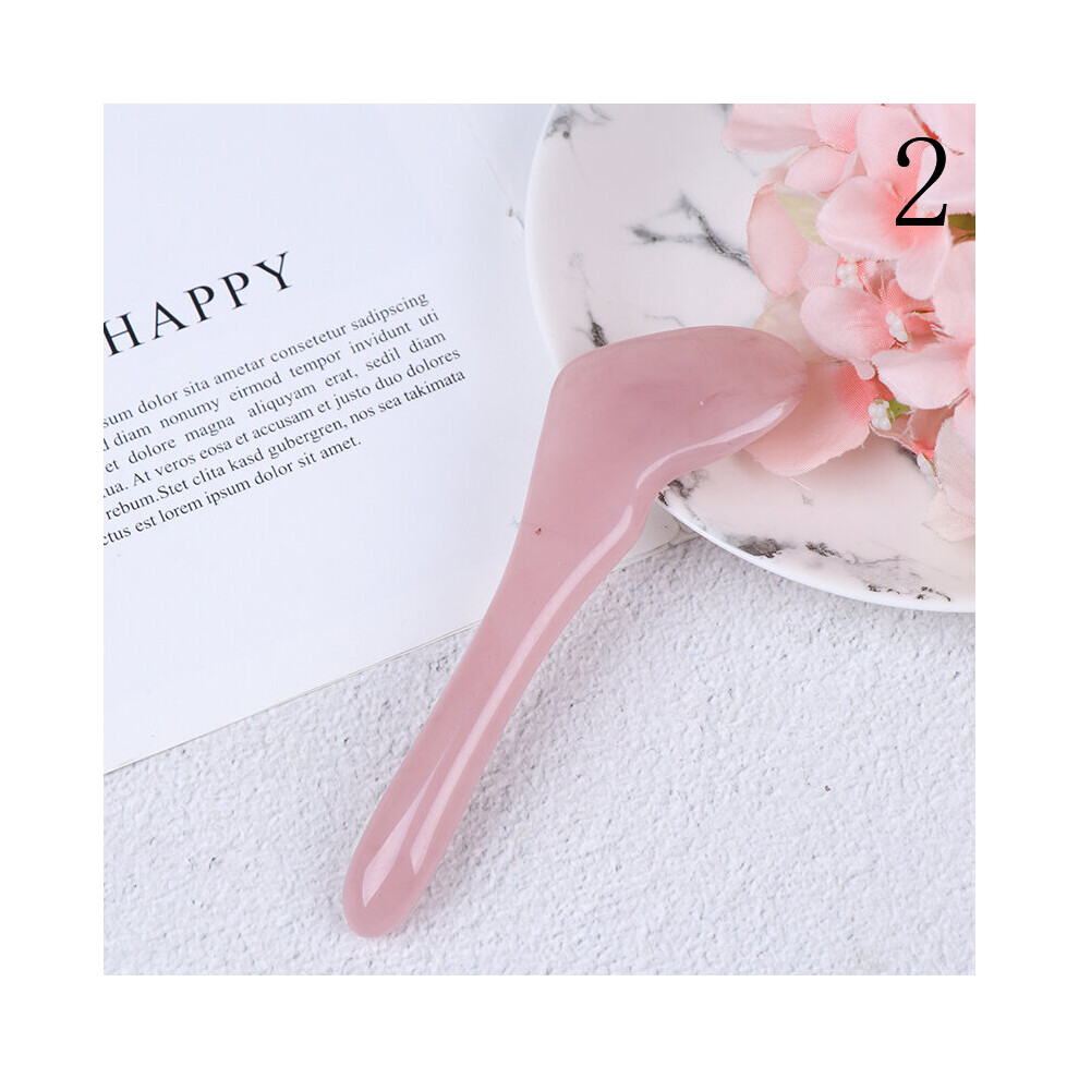 Dechoicelife (A-N2) Gua Sha Board Body Massager Natural Jade/Rose Quartz Stone Guasha Facial Spa Massage China Traditional Scraping Healing