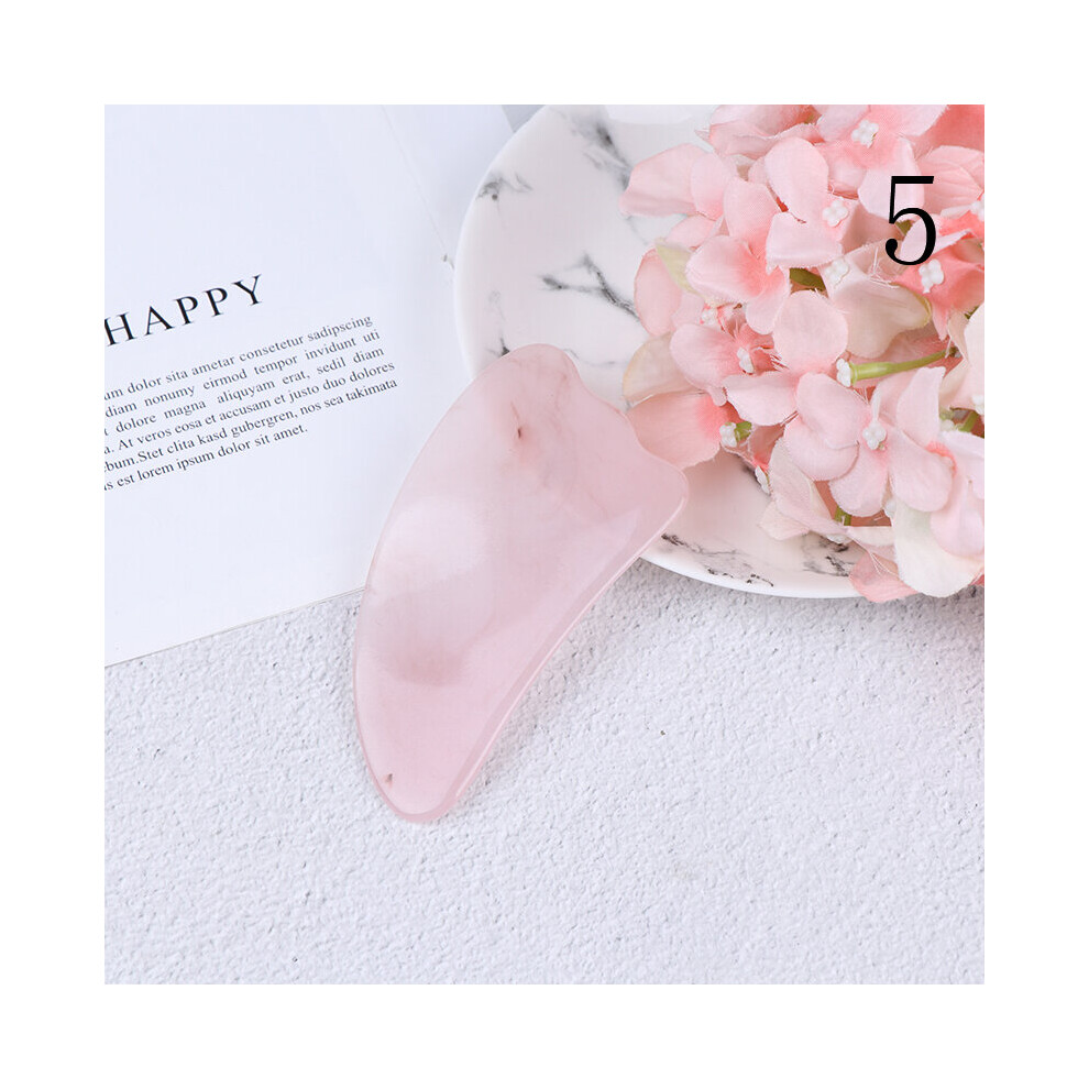 Dechoicelife (A-N5) Gua Sha Board Body Massager Natural Jade/Rose Quartz Stone Guasha Facial Spa Massage China Traditional Scraping Healing