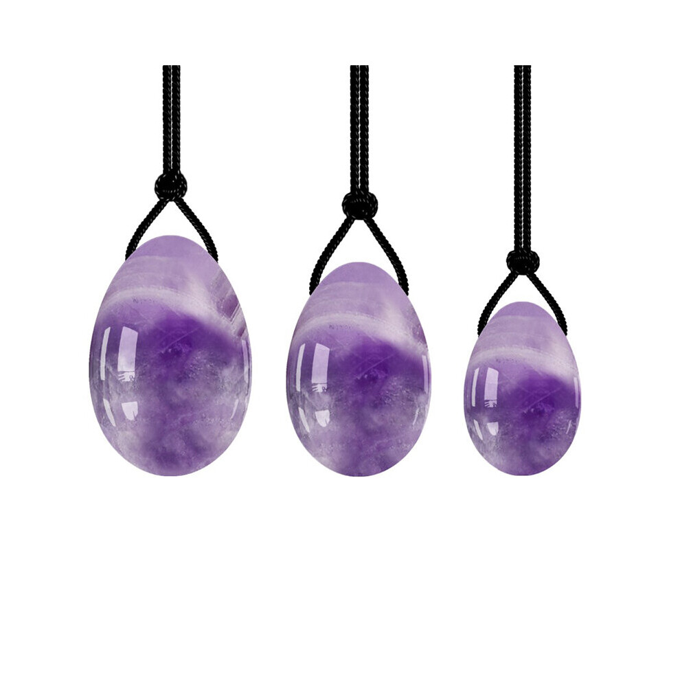 Dechoicelife (A-Amethyst Set) Natural Jade Egg Vaginal Balls Yoni Egg Set Yoni Wand Vaginal Tightening Massage Ball Kegel Balls Vagina Muscle Kegel Exerciser