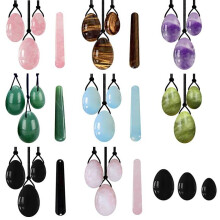 (a-green jade egg) Natural Jade Egg Vaginal Balls Yoni Egg Set Yoni Wand Vaginal Tightening Massage Ball Kegel Balls Vagina Muscle Kegel Exerciser