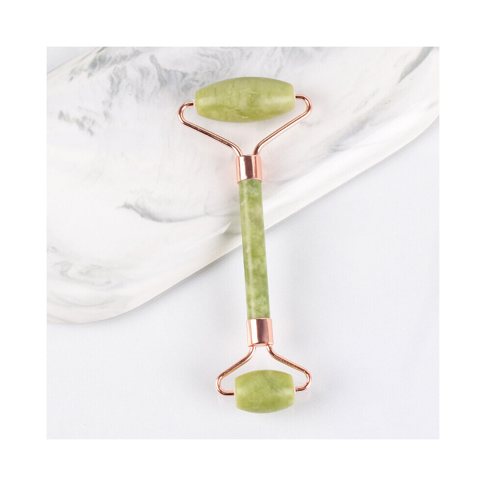 Dechoicelife (A-Helu Jade) Wholesale Facial Massage Roller With Silicone Caps Keep Mute Natural Stone Jade Tool Crystal Slimming Anti Wrinkle Cellulite