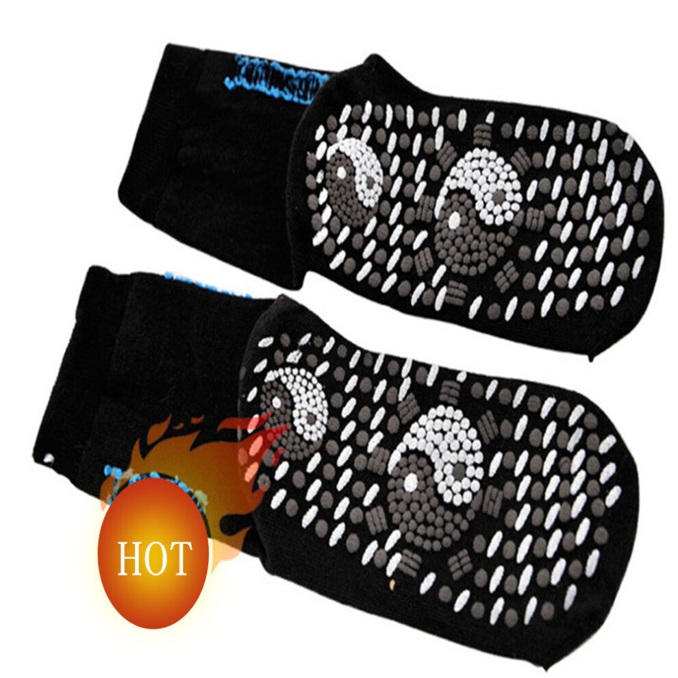 Dechoicelife Black (A-) 2Pcs Self-Heating Magnetic Socks Therapy Comfortable Health Care Socks Tourmaline Breathable Massager Winter Warm Foot Care Sock