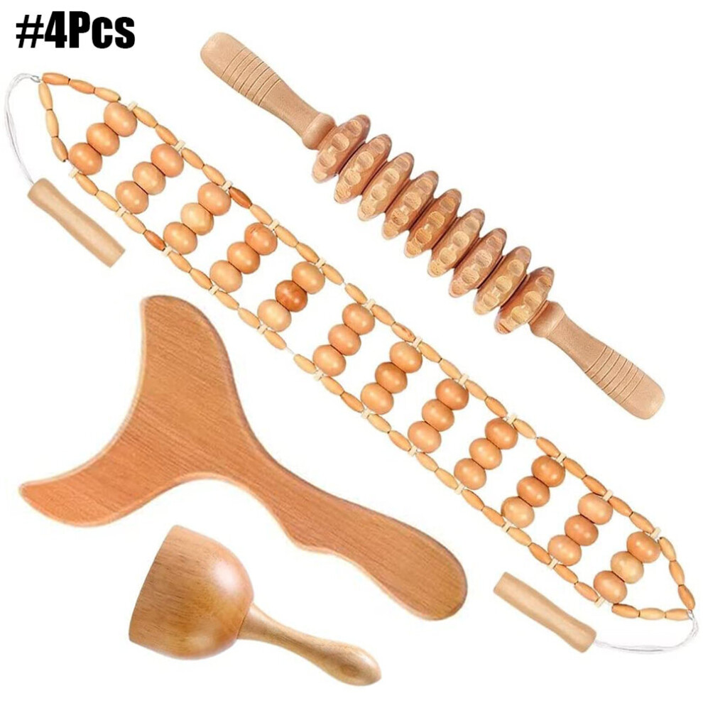 Dechoicelife Gold (A-) Wood Therapy Massage Tools, Wood Lymphatic Drainage Massage Tools Set For Body Sculpting, Maderoterapia Kit For Anticellulite