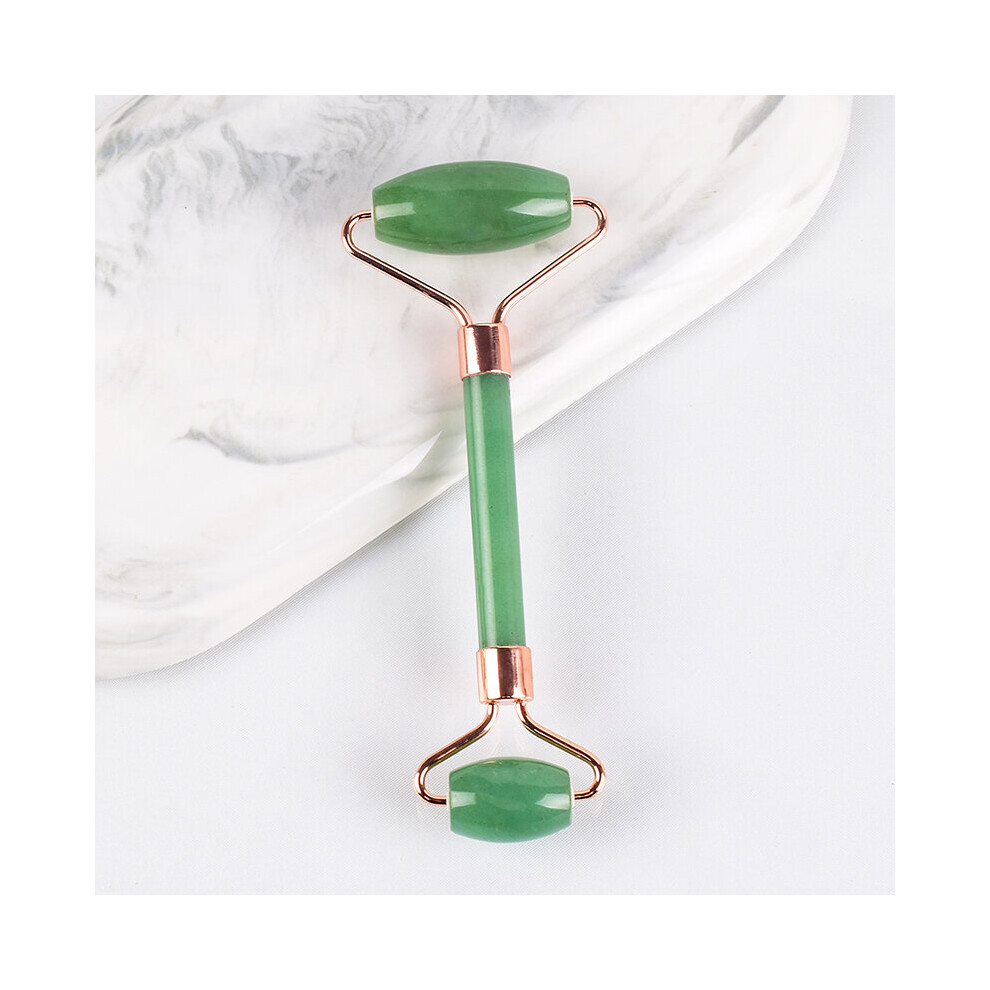 Dechoicelife (A-Aventurine) Wholesale Facial Massage Roller With Silicone Caps Keep Mute Natural Stone Jade Tool Crystal Slimming Anti Wrinkle Cellulite