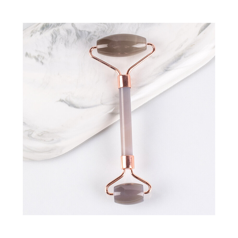 Dechoicelife (A-Agate) Wholesale Facial Massage Roller With Silicone Caps Keep Mute Natural Stone Jade Tool Crystal Slimming Anti Wrinkle Cellulite