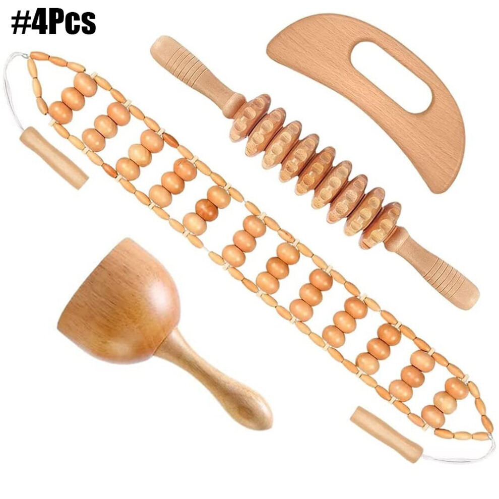 Dechoicelife Orange (A-) Wood Therapy Massage Tools, Wood Lymphatic Drainage Massage Tools Set For Body Sculpting, Maderoterapia Kit For Anticellulite