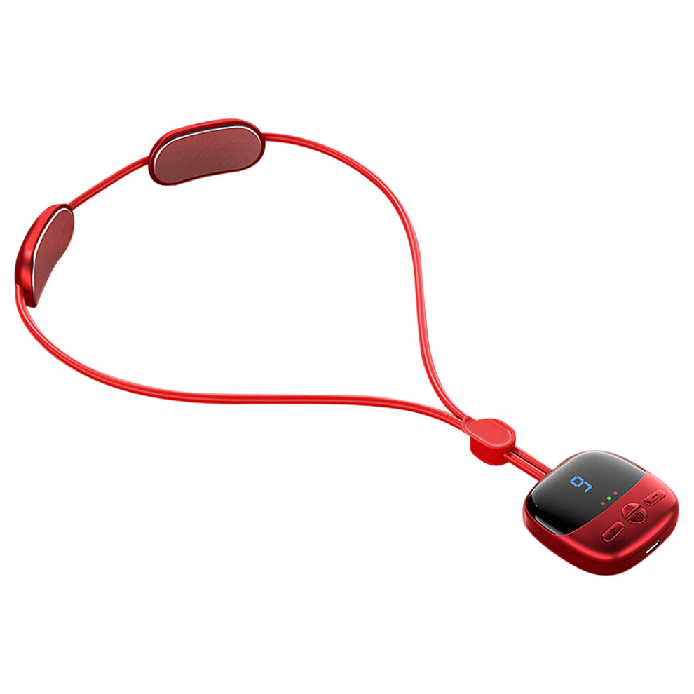 Dechoicelife (A-Red) Portable Pendant Neck Massager Comfortable Smart Neck Pendant Massage Instrument Double Pulse Pendant Massage Instrument With 4