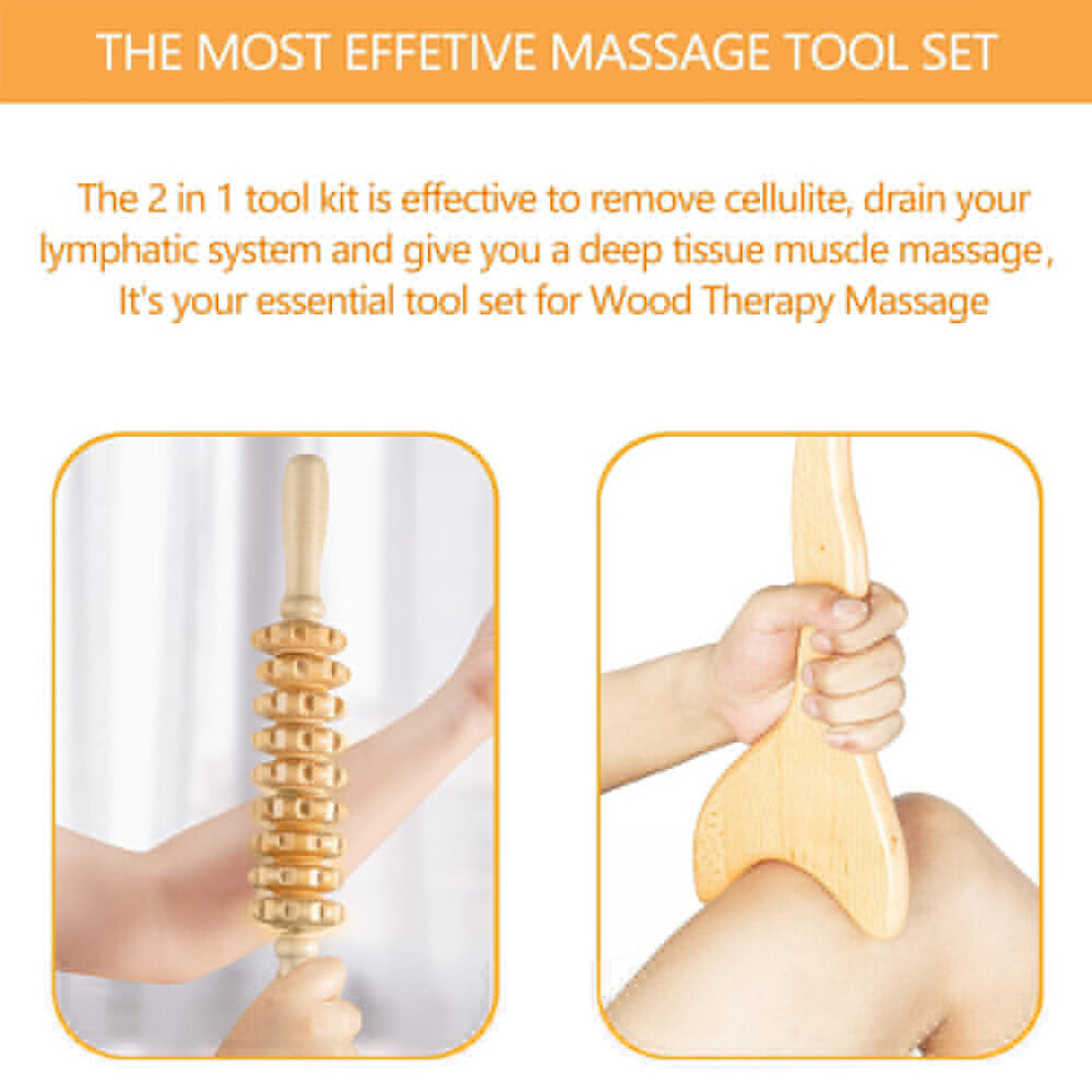 Dechoicelife (A-7) Wood Therapy Massage Tools,Wooden Massage Muscle Roller Stick,Maderoterapia Colombiana,Lymphatic Drainage Massager