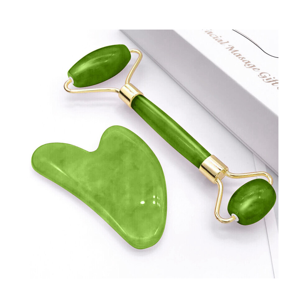 Dechoicelife Green (A-Combination ) Natural Massager For Face Gouache Scraper For Face Massager Jade Roller Guasha Scraper For Face Microniddle Roller Face Gua Sha