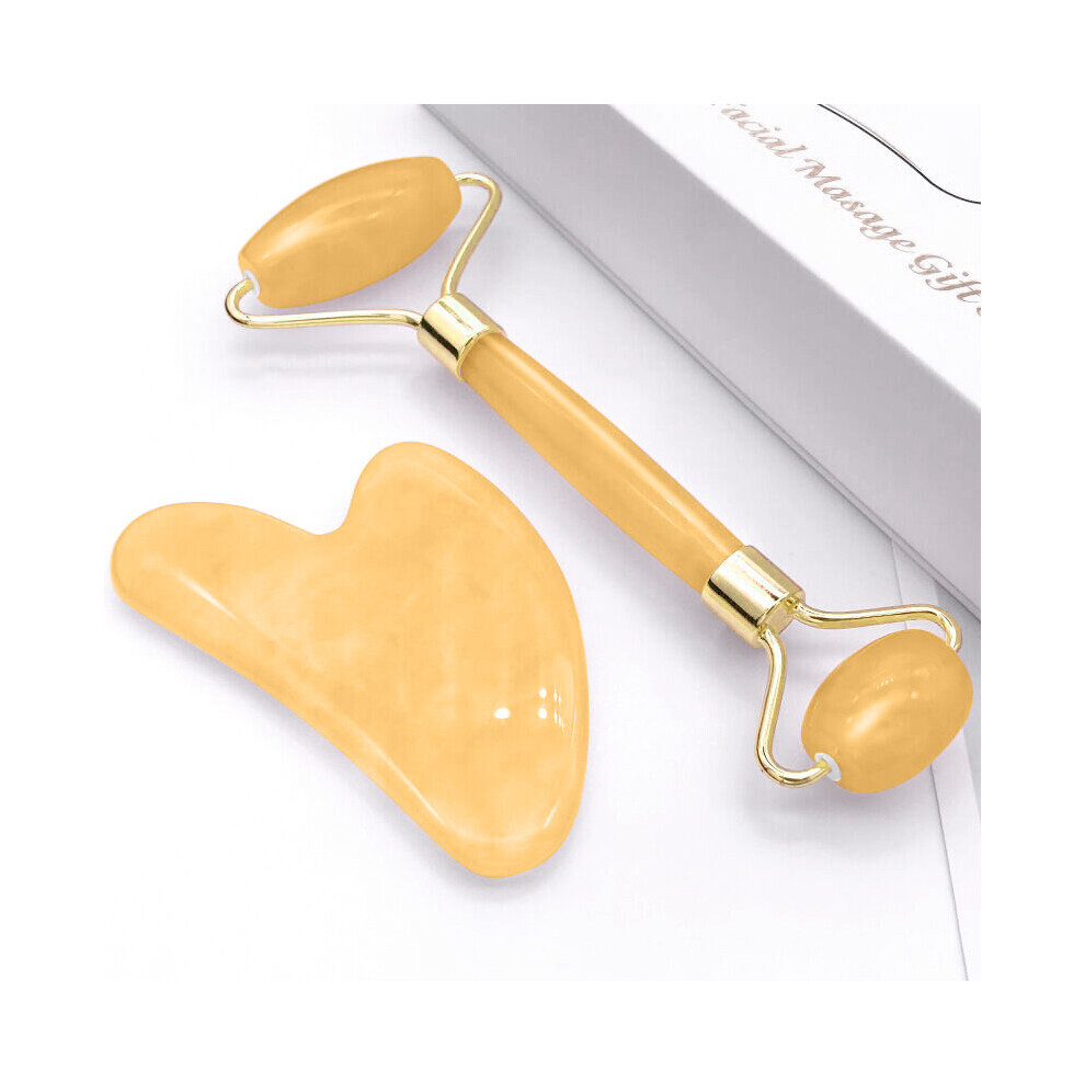 Dechoicelife Yellow (A-Combination ) Natural Massager For Face Gouache Scraper For Face Massager Jade Roller Guasha Scraper For Face Microniddle Roller Face Gua Sha