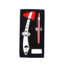 (a-Red) Medical Neurological Massager Percussor Diagnostic Reflex Percussion Hammer LED Penlight Otoscope Ear Eye First Aid Torch Set
