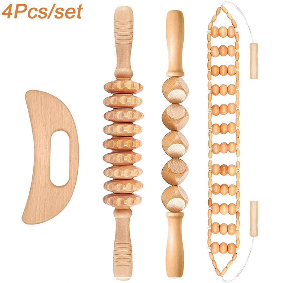 Dechoicelife (A-Auburn) Wood Therapy Massage Tools For Body Shaping, Maderoterapia Kit, Anti-Cellulite Massager, Body Sculpting Tools Set