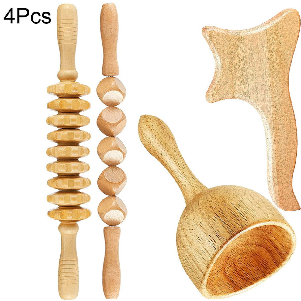 Dechoicelife (A-Auburn) Wood Therapy Massage Tool Lymphatic Drainage Massager Anti Cellulite Fascia Massage Roller For Full Body Muscle Pain Relief