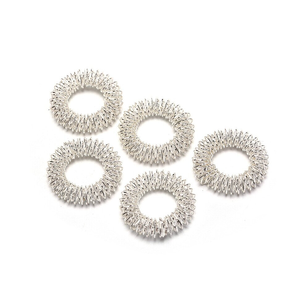 Dechoicelife (A-Silver) 5Pcs Finger Massage Ring Acupuncture Ring Health Care Body Massager Relax Hand Massage Finger Lose Weight
