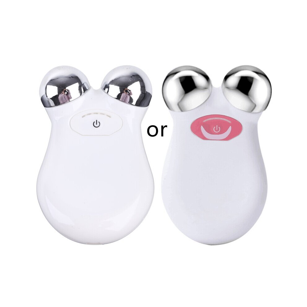 Dechoicelife (A-White) Portable For Facial Microcurrent Beauty Instrument Double Roller Massager For Slimming And Edema Reduction Pink & White 28Ed