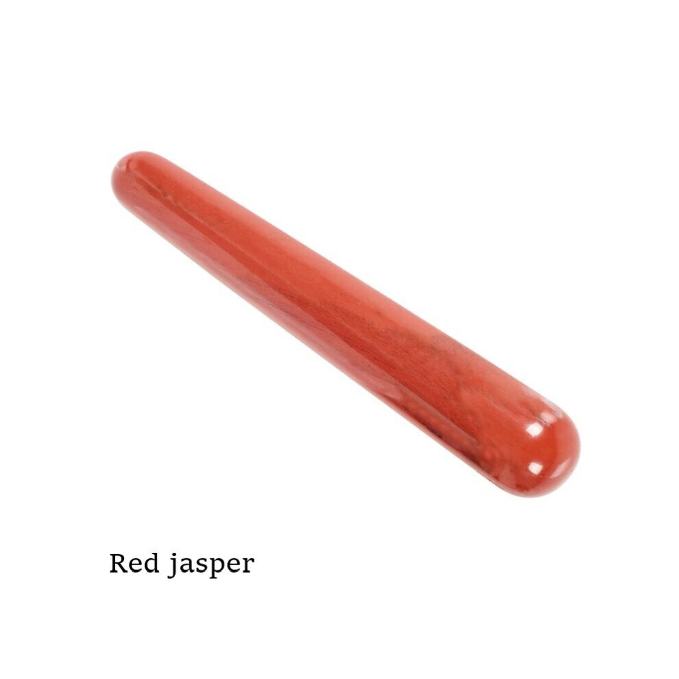 Dechoicelife (A-1Pcs Red Jasper) Natural Rose Quartz Jade Crystal Healing Massage Wand Face Facial Beauty Health Care Thin Dredge The Meridian Acupoint Massager