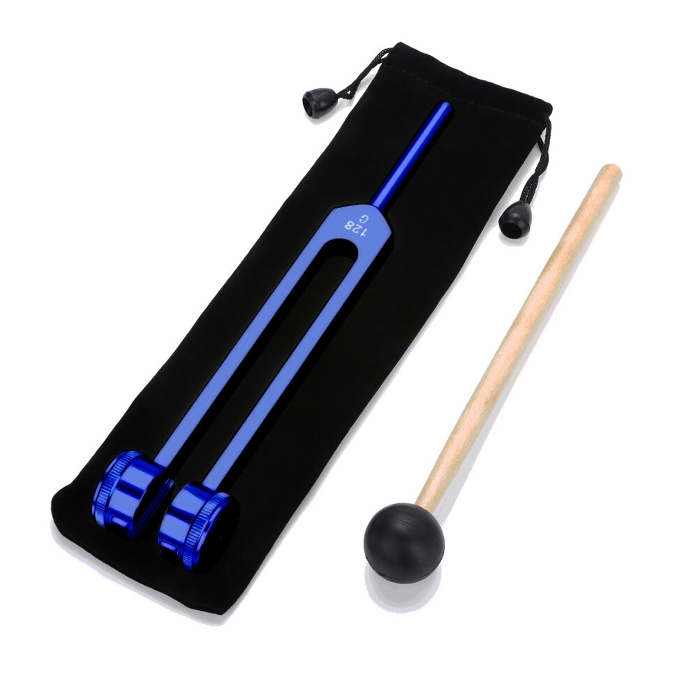 Dechoicelife Blue (A-) 128Hz Medical Neurological Massager Tuning Fork Mallet Chakra Hammer Vibe Set For Sound Healing Therapy Nerve System Test Tool