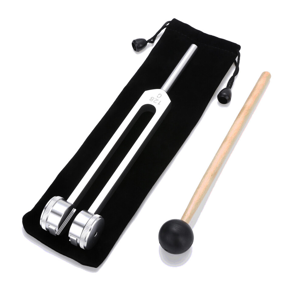 Dechoicelife Silver (A-) 128Hz Medical Neurological Massager Tuning Fork Mallet Chakra Hammer Vibe Set For Sound Healing Therapy Nerve System Test Tool