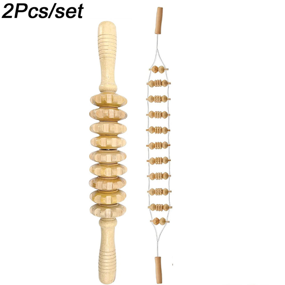 Dechoicelife (A-2Pcs) Wooden Therapy Massager Roller Trigger Point Massager Stick For Fascia Cellulite Muscle & Abdomen Body, Muscle Belly Relief Tool