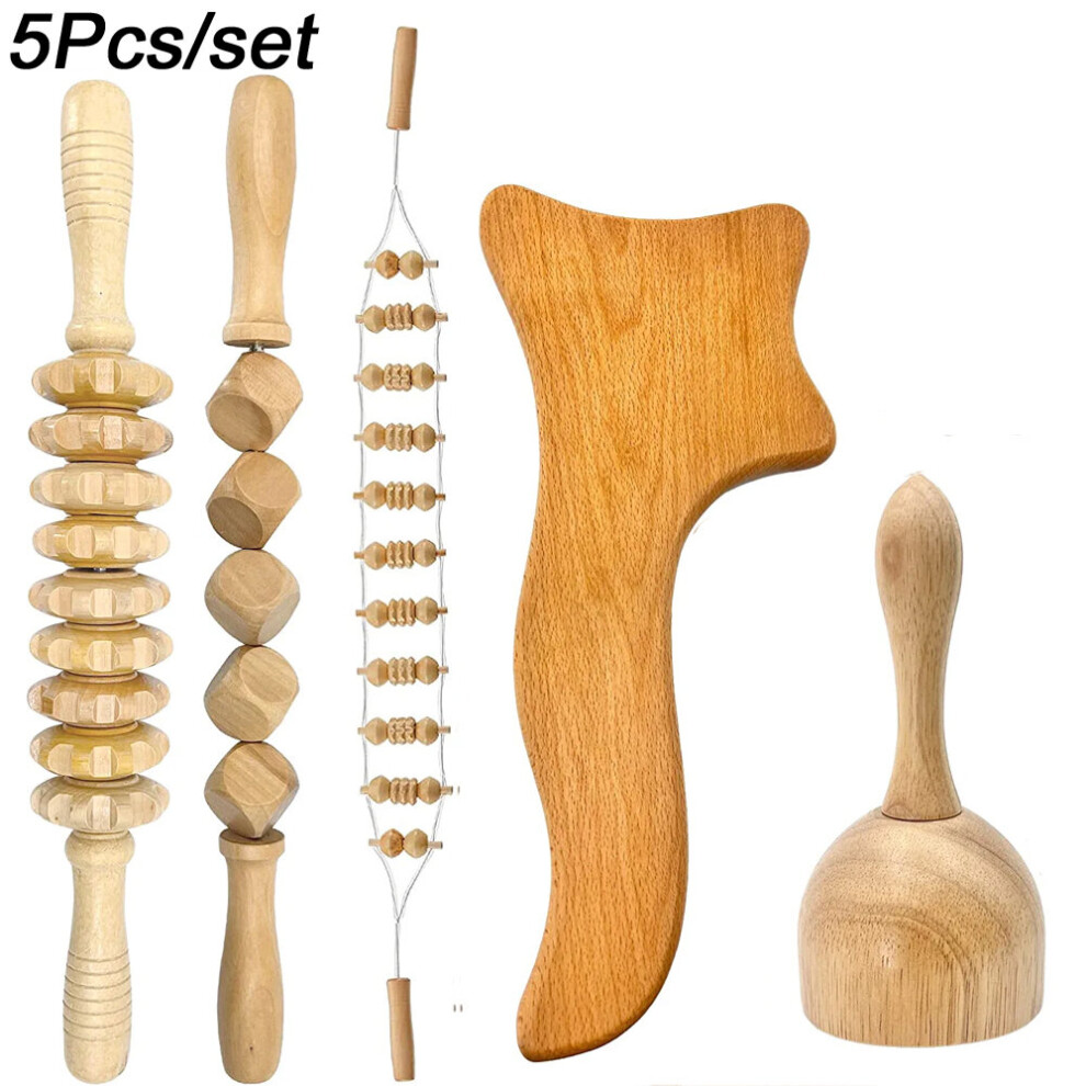 Dechoicelife Gold (A-) Wooden Therapy Massager Roller Trigger Point Massager Stick For Fascia Cellulite Muscle & Abdomen Body, Muscle Belly Relief Tool