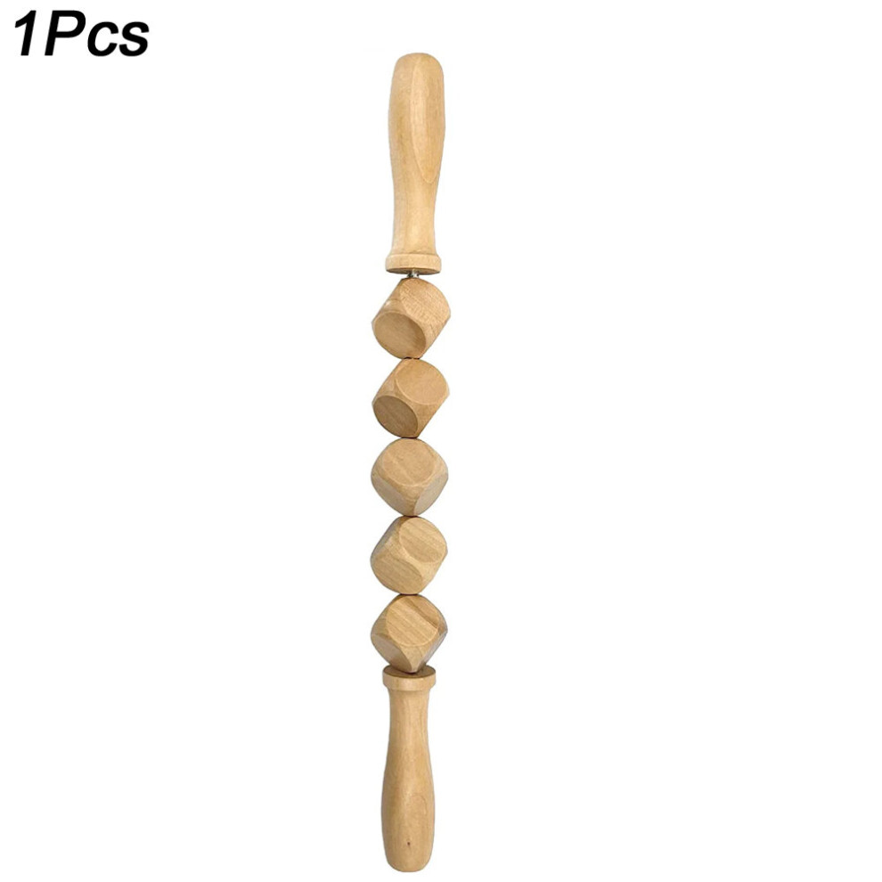 Dechoicelife Beige (A-) Wooden Therapy Massager Roller Trigger Point Massager Stick For Fascia Cellulite Muscle & Abdomen Body, Muscle Belly Relief Tool