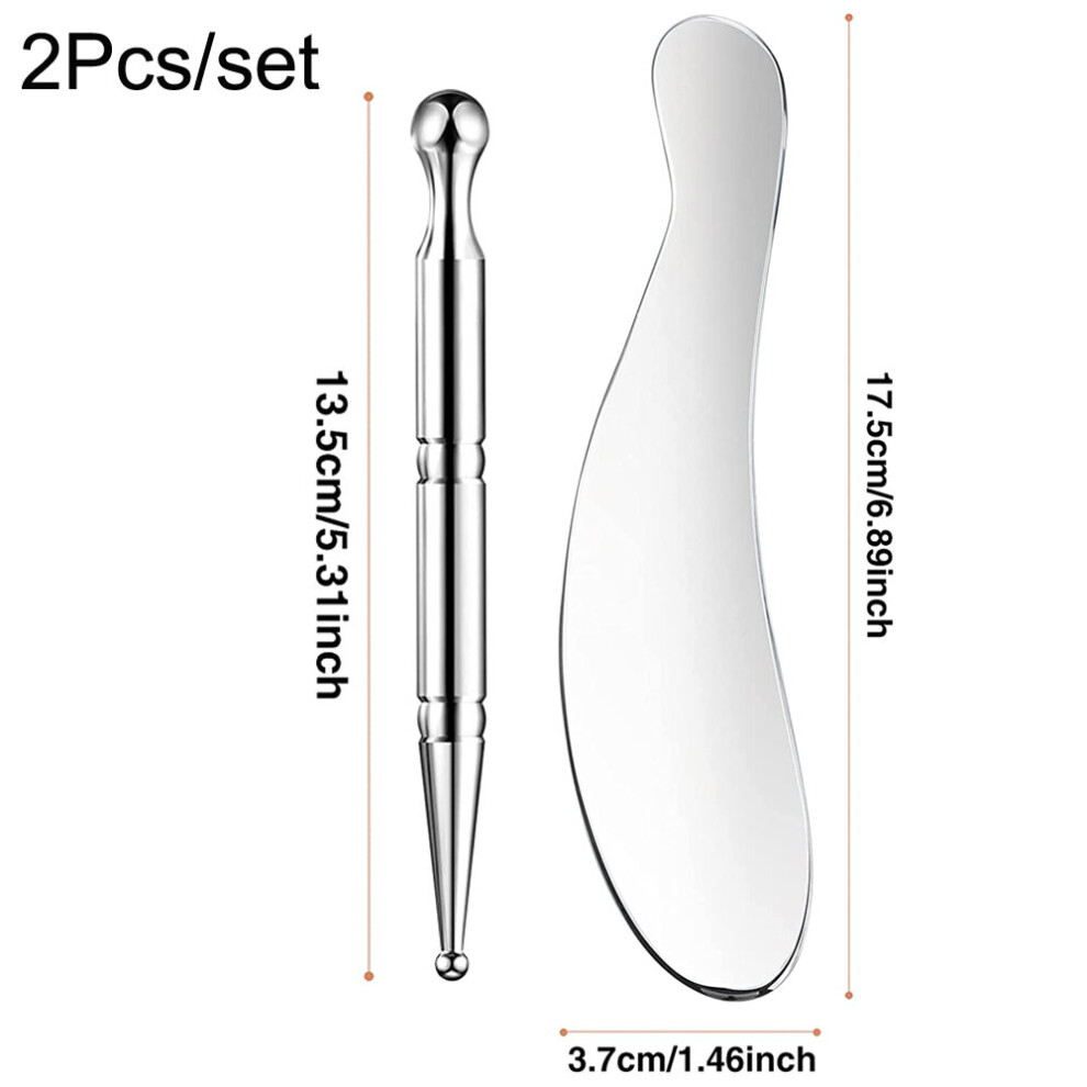 Dechoicelife (A-2Pcs) Stainless Steel Deep Tissue Gua Sha Massage Tool Manual Acupuncture Pen Scraping Tool Massage Acupressure Bar For Body Relaxing