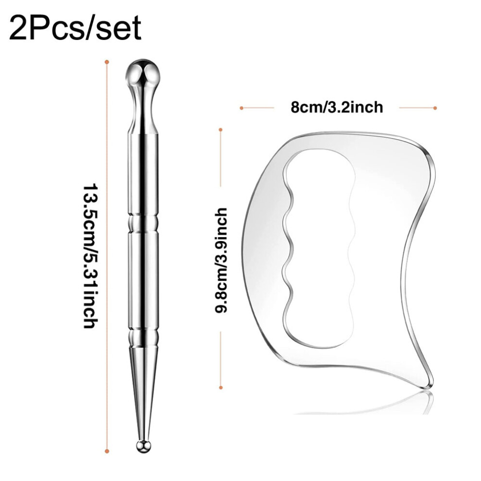 Dechoicelife (A-Transparent) Stainless Steel Deep Tissue Gua Sha Massage Tool Manual Acupuncture Pen Scraping Tool Massage Acupressure Bar For Body Relaxing