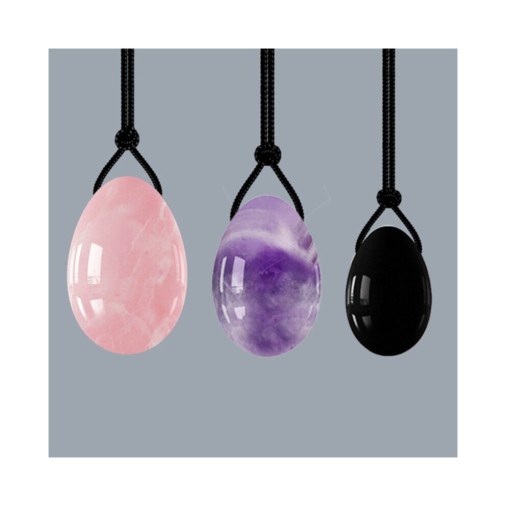 Dechoicelife (A-Set 3) Rose Quartz Yoni Egg Set Drilled Natural Jade Eggs Amethyst Kegel Balls Kegel Exercise Jade Ball Vaginal Tightening Massage Egg