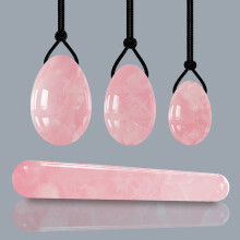 (a-set 2) Rose Quartz Yoni Egg Set Drilled Natural Jade Eggs Amethyst Kegel Balls Kegel Exercise Jade Ball Vaginal Tightening Massage Egg