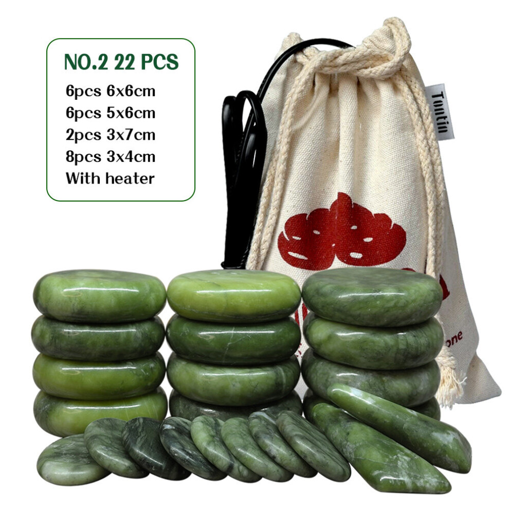 Dechoicelife (A-No2 With Heater) Tontin Jade Glaze Hot Stone Massage Set Spa Massager Stone Beauty Salon Massaging Hot Stones For Massager Spine Basalt Lava