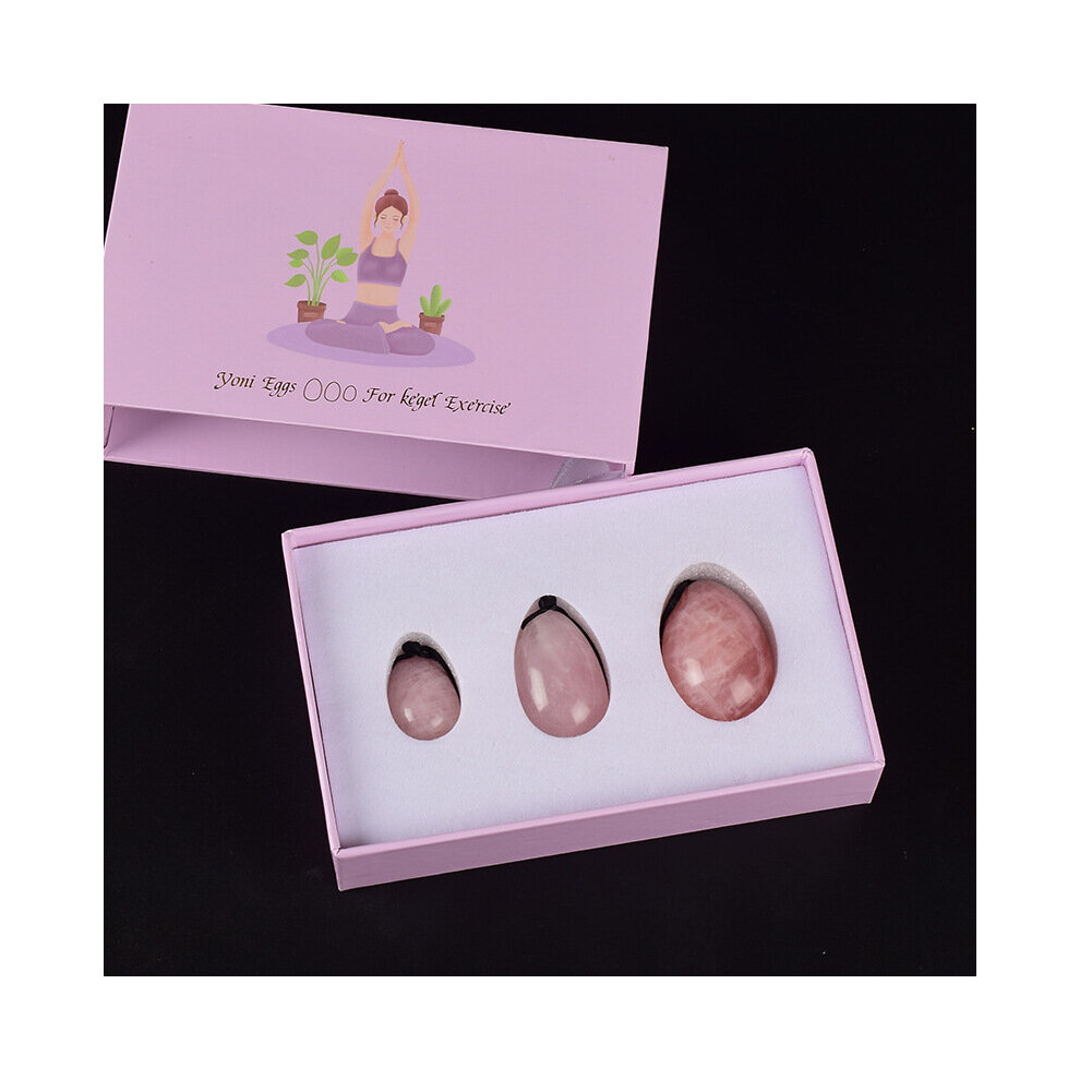 Dechoicelife (A-Eggs With Box) Natural Rose Quartz Yoni Egg Jade Eggs Women Kegel Exerciser Vaginal Muscles Tightening Ball Crystal Yoni Wand Kegel Eggs