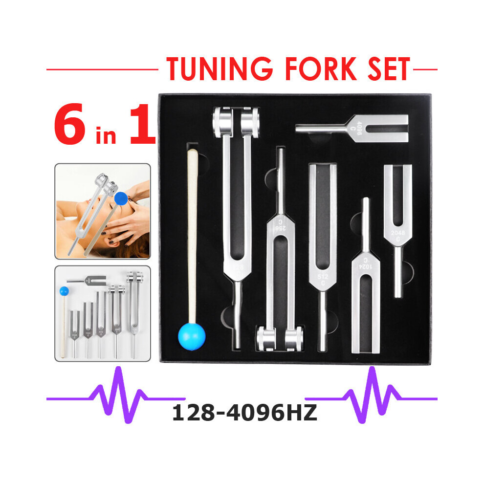 Dechoicelife 6Pcs Set Medical Neurological Massager Mallet Chakra Cute Tuning Fork For Sound Healing Therapy Health Nervous System Test Tool