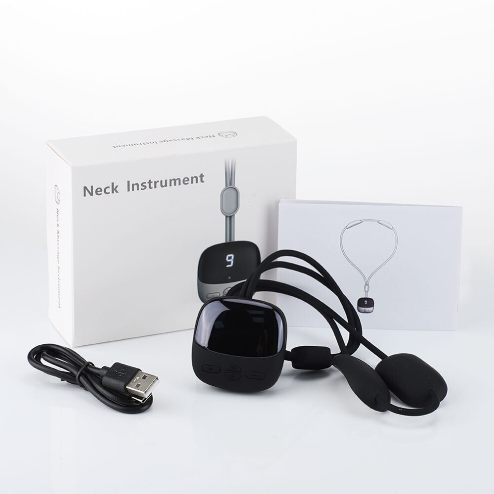 Dechoicelife Black (A-) Hanging Cervical Spine Massager Mini Pulse Shoulder Cervical Massage Hot Compress With Heating Cervical Neck Pulse Massage