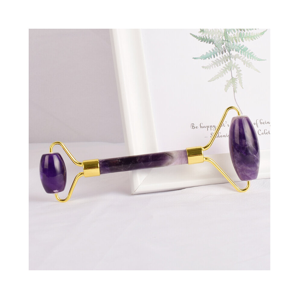 Dechoicelife Amethyst Face Care Massage Roller Natural Stone Crystal Mineral Healing Neck Jade Massager Apparatus Skincare Gua Sha Detox