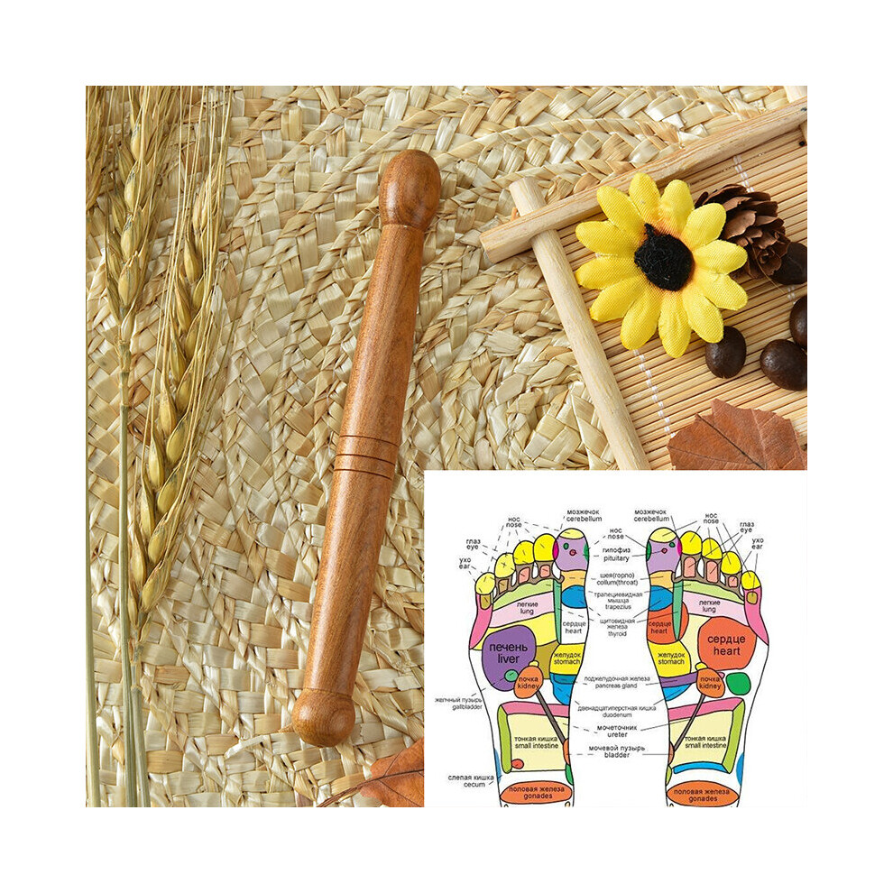 Photos - Massager  Wooden Foot Spa Physiotherapy Reflexology Thai Foot Massage Health Chart Free Massage Stick Tool(a-Ivory)