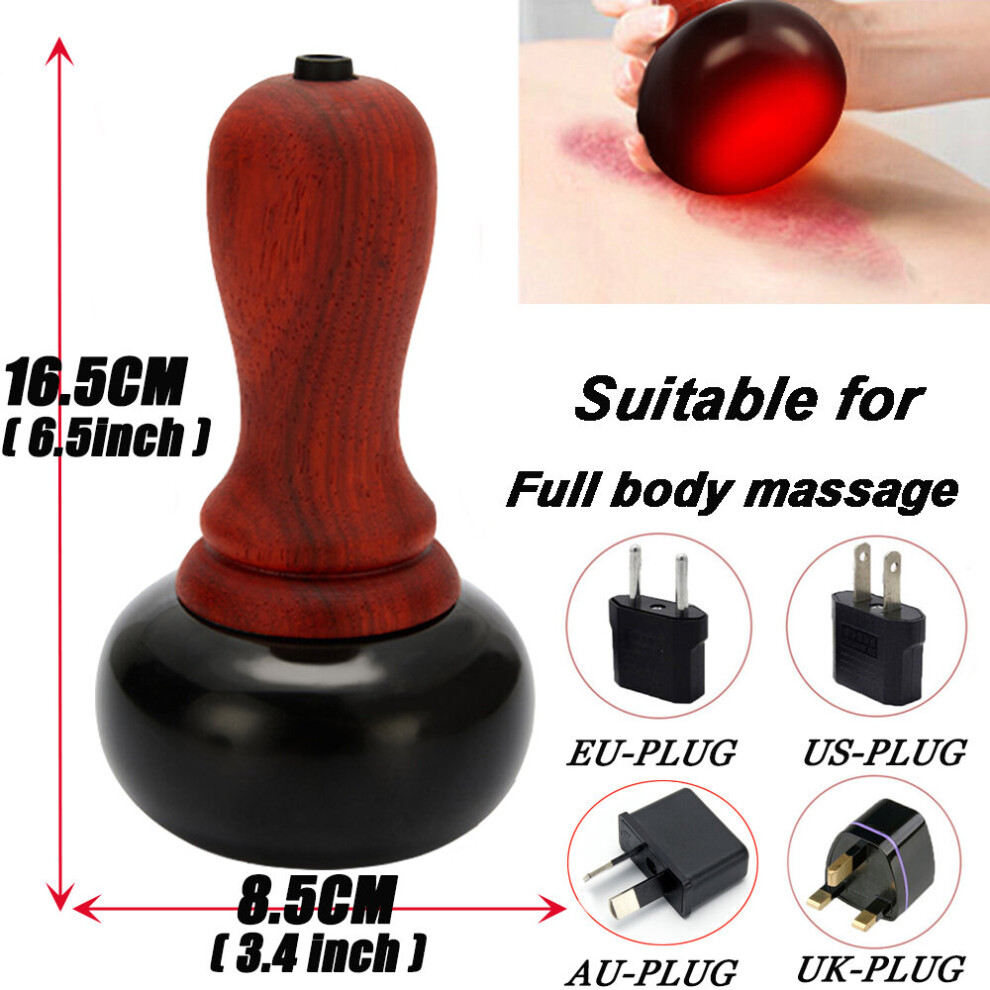 (a-Stone Massager 110-240V-UK-PLUG) Hot Stone Electric GuaSha Massager Natural Stone Needle Skin Scraping Back Neck Face Massage Relax Muscles Skin Lift Care Spa