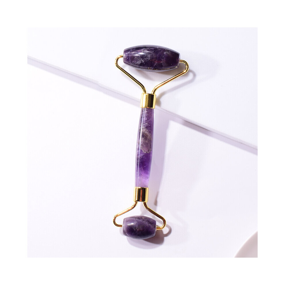 (a-Transparent) Amethyst Massager Natural Stone Facial Roller Gua Sha Tools Set SPA Acupuncture Scraping Crystal Body Face Health Care Massage