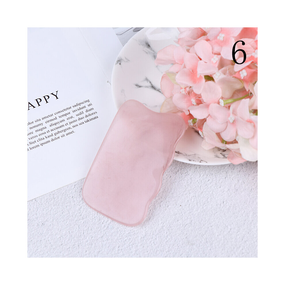 Dechoicelife (A-N6) Gua Sha Board Body Massager Natural Jade/Rose Quartz Stone Guasha Facial Spa Massage China Traditional Scraping Healing